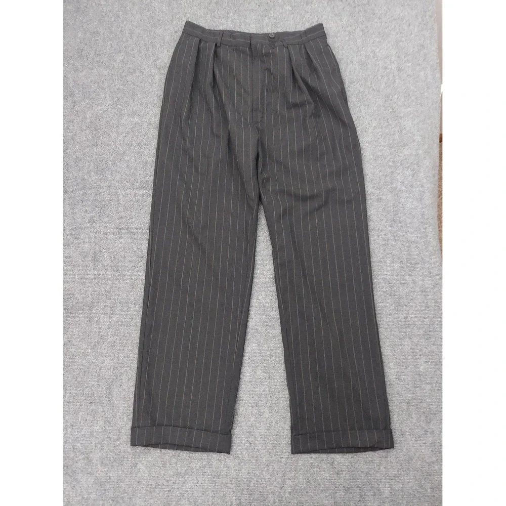 Vtg Polo Ralph Lauren Dress Pants Mens 36x32 Gray Pinstripe Cuffed Pleated